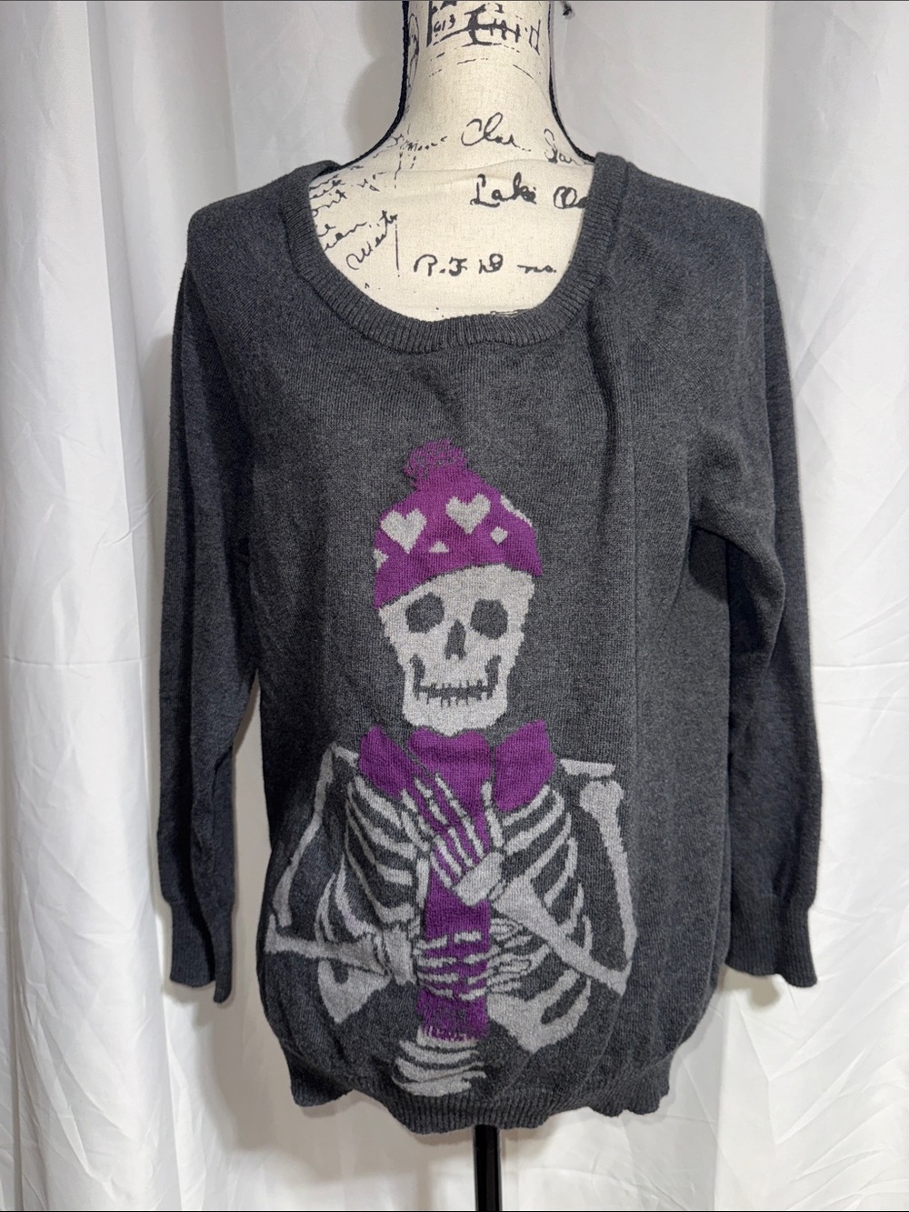 torrid Charcoal Skull Crewneck Sweater